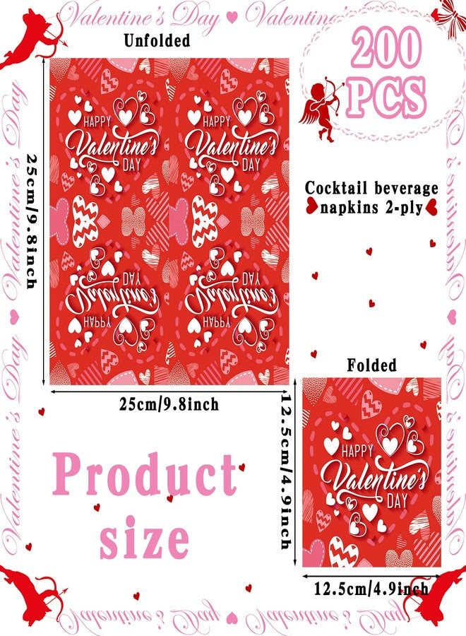 تيلينغ 200 قطعة من مناديل ورقية للاستخدام مرة واحدة لعيد الحب، طبقتان، مزينة بقلوب، مناسبة للمشروبات والغداء والعشاء، ديكور عيد الحب، مناديل كوكتيل لعيد الحب السعيد لحفلات الزفاف والعشاء (رقيقة) - Image 3